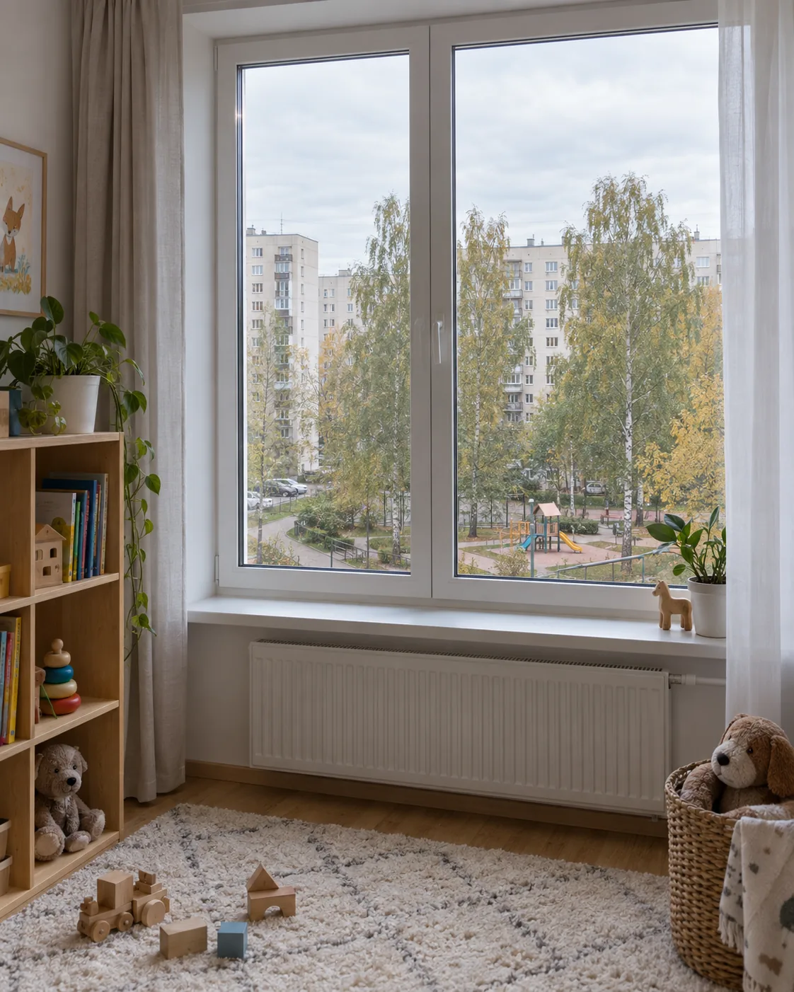 прозрачная защитная плёнка на окне детской комнаты